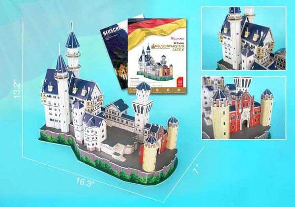 3d jigsaw puzzles of castles, neuschwanstein castle, jigsaw puzzles by daron castle neuschwanstein-castle-3d-with-book