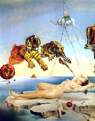 Dream Caused by the Flight of a Bumblebee around a Pomegranate a Second Before Awakening, salvador d onesecondbefore