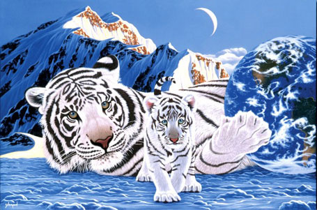 jigsaw puzzle by clementoni 2000 pieces, schim artist, white tiger puzzle mothermountains