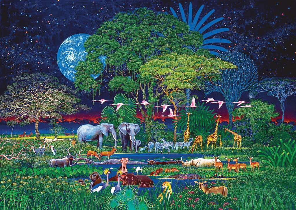 Clementoni JigsawPuzzle 2000 pieces Animals in the Jungle beautiful colors painting Hiroo Isono animals-jungle