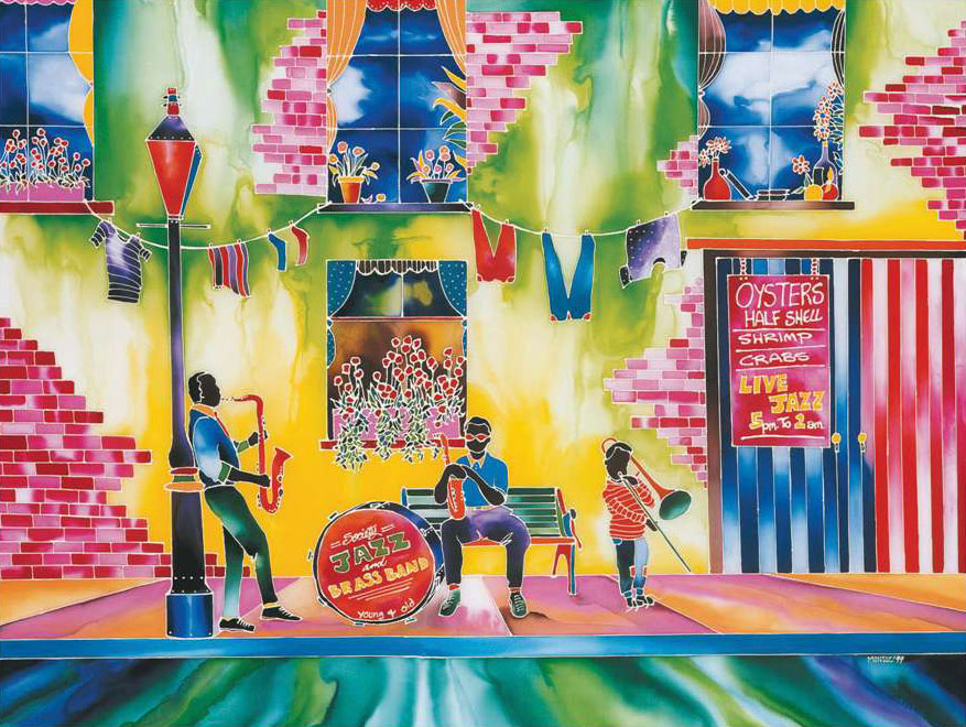 ron mondz street music art deco as 1000 Piece Puzzle by RavensburgerJigsawPuzzles street-music-ron-mondz