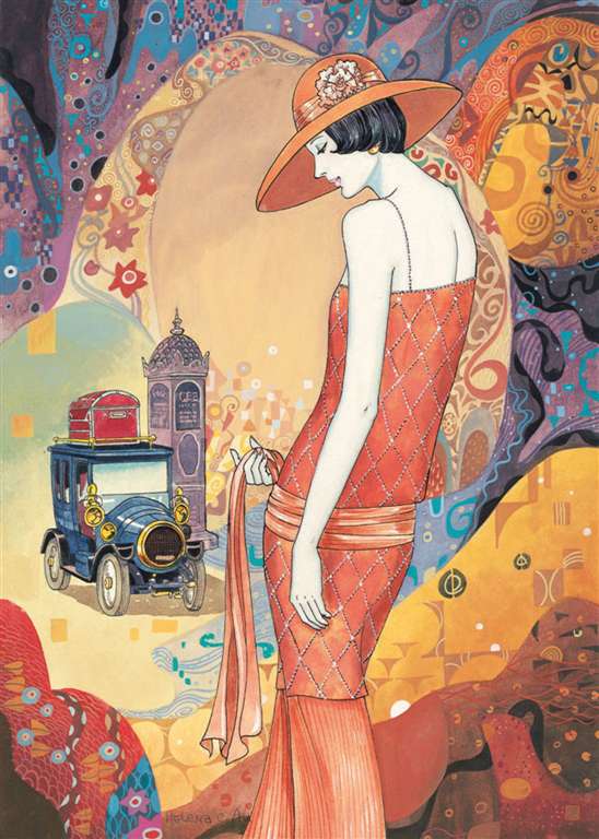 helena lam lady in peach art deco as 1000 Piece Puzzle by RavensburgerJigsawPuzzles lady-in-peach-art-deco