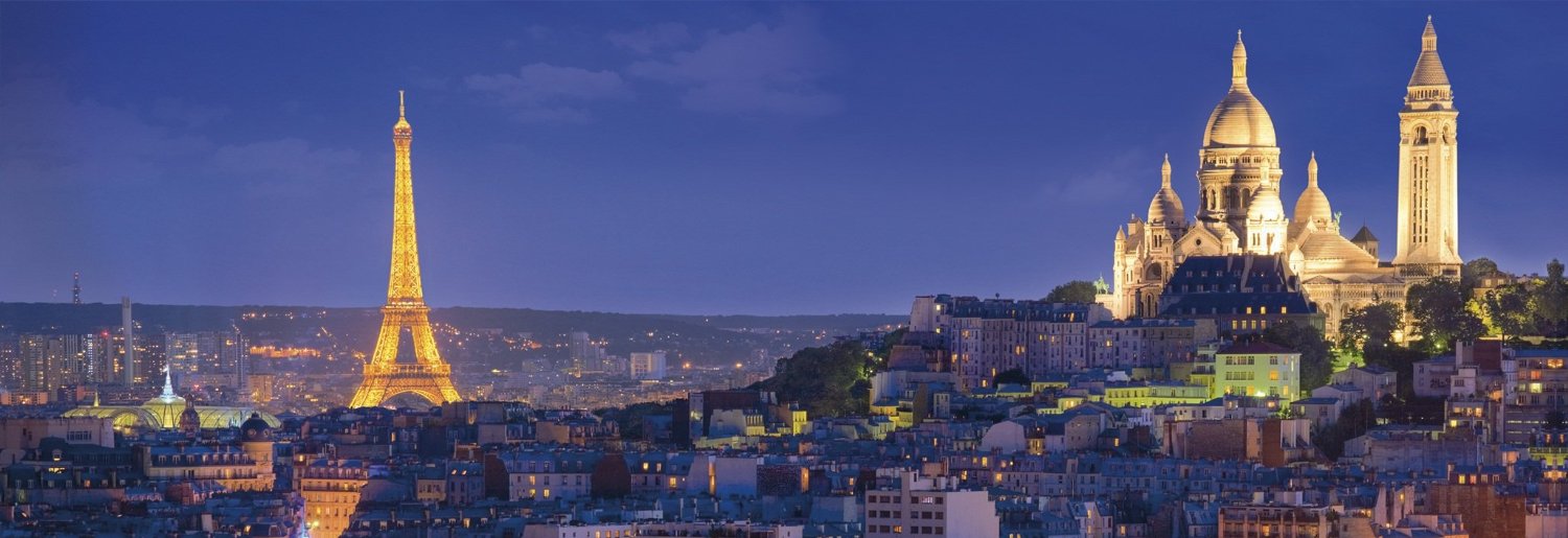 clementoni jigsaw puzzle 1000 pieces of paris eiffel tower, soiree a paris or night in paris night-in-paris-panoramic