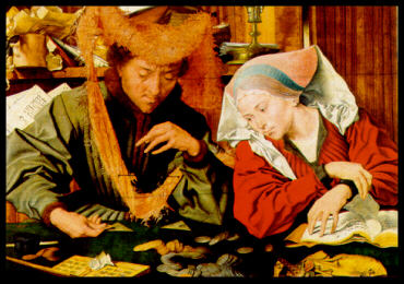 The Banker and His Wife painted by Marinus Van Reymerswaele Educa made in Spain 1000 piece jigsaw pu banker-and-his-wife-1500