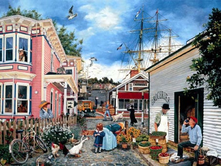 seacove village painting fx schmid jigsaw puzzle, 2000 pieces seacovevillage