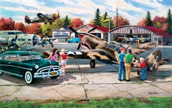 Warbird Rally painted by Ken Zylla 550 piece jigsaw puzzle manufactured by suns out warbird-rally-sunsout