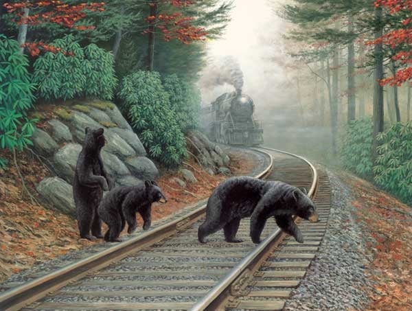 Bear Tracks painted by Dan Christ 500 piece jigsaw puzzle manufactured by suns out bear-tracks-sunsout