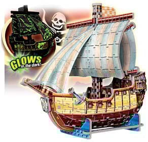 3d puzles, pirate ship puzzle, glow in the dark, bateau pirate, wrebbit 3dpuzzles, puzz3d, 358pieces pirateship