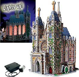 thomas kinkade 3dpuzzles, wrebbitt puzzles, lighted church, puzz3d, light module included, art by th lightedchurch