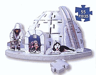 3d mini puzzle of an igloo eskimo, wrebbit puzz3d, 55 pieces, eskimoigloo igloo-mini-puzz3d