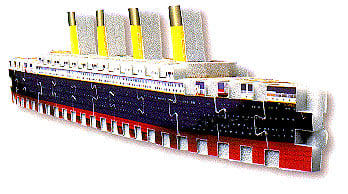 jigsaw puzzle manufactured by wrebbit depicting the famous vessel titanic, easy 56 pieces titanicmini3dpuzzle