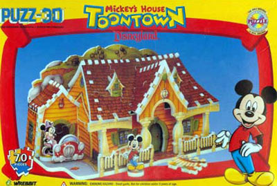 mickey's house 3d jigsaw puzzle, disneyland's mickey mouse house, rare puzz3d mickeyshouse