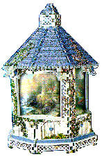 a 3d jigsaw puzzle of a gazebo, art by thomas kinkade, lamplight bridge gazebo