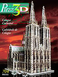 cologne cathedral 3d jigsaw puzzle by wrebbit, german cathedral rare puzzle colognecathedralmiltonbradleypuzzle3d