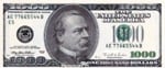 US one-thousand dollar bill $1000
