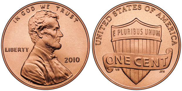 US Penny 2010 with Abraham Lincoln