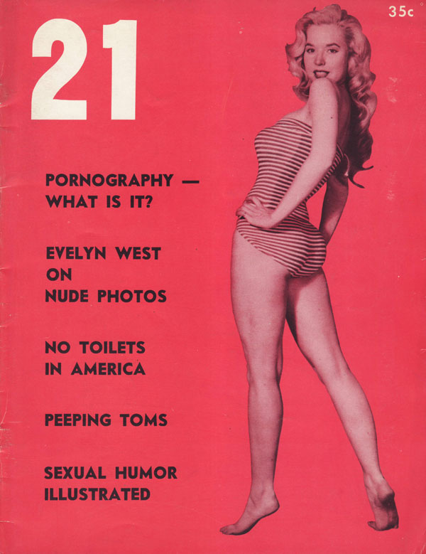 21 January 1955 magazine back issue 21 magizine back copy pornography Evelyn west nude photos toilets peeping toms sexual humor ilustrated jane russell meg my