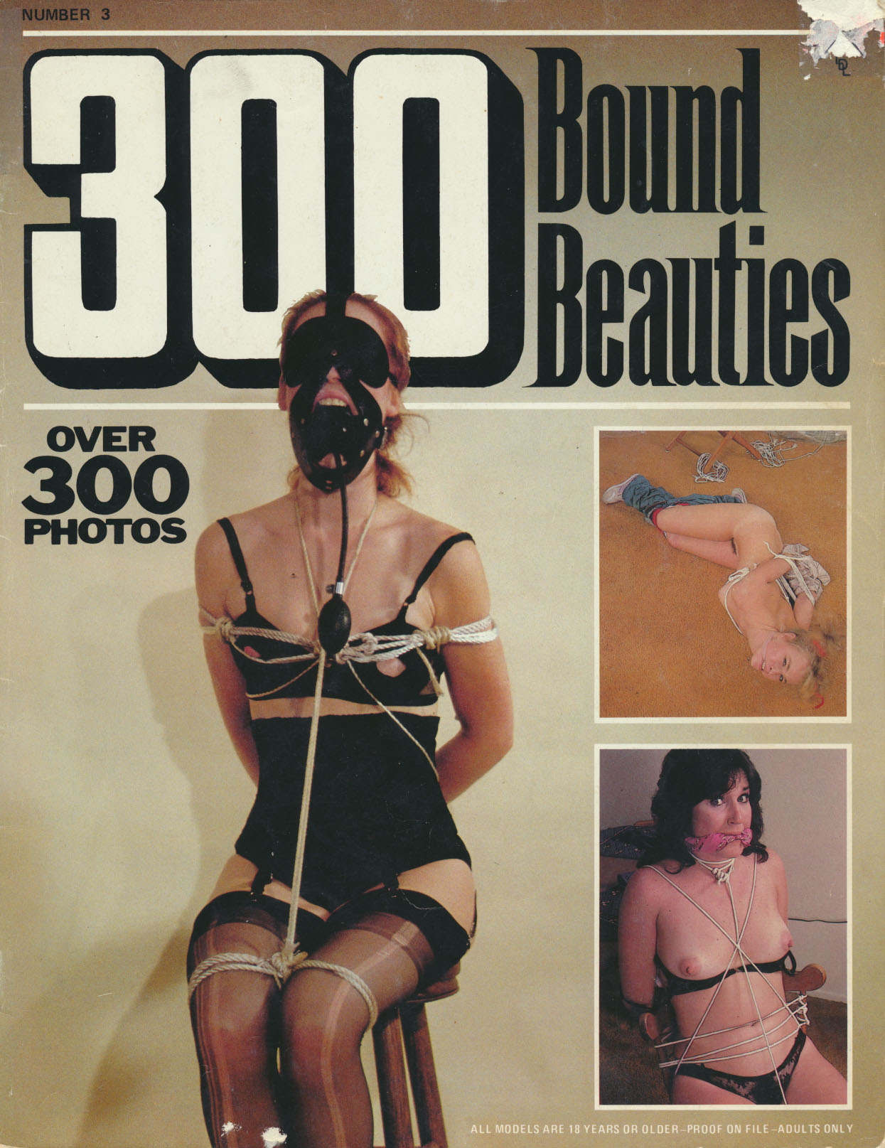 300 Bound Beauties # 3, April 1986 magazine back issue 300 Bound Beauties magizine back copy 