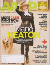 Diane Keaton magazine cover appearance AARP April/May 2012
