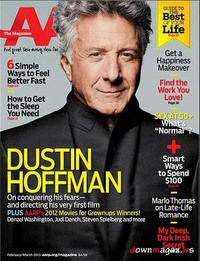 Dustin Hoffman magazine cover appearance AARP February/March 2013