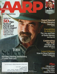 Thomas Selleck magazine cover appearance AARP October/November 2015