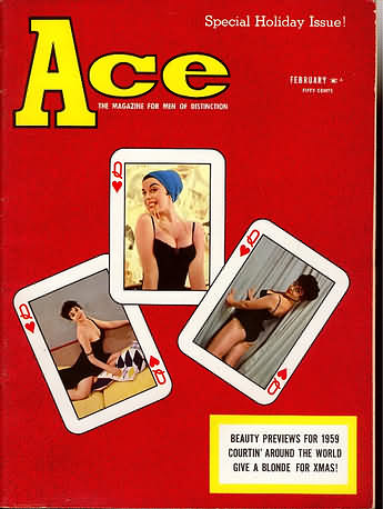 Ace February 1959 magazine back issue Ace magizine back copy Ace February 1959 Pulp Fiction Magazine Back Issue Published by A A Wyns Magazine Publishers. Beauty Previews for 1959.