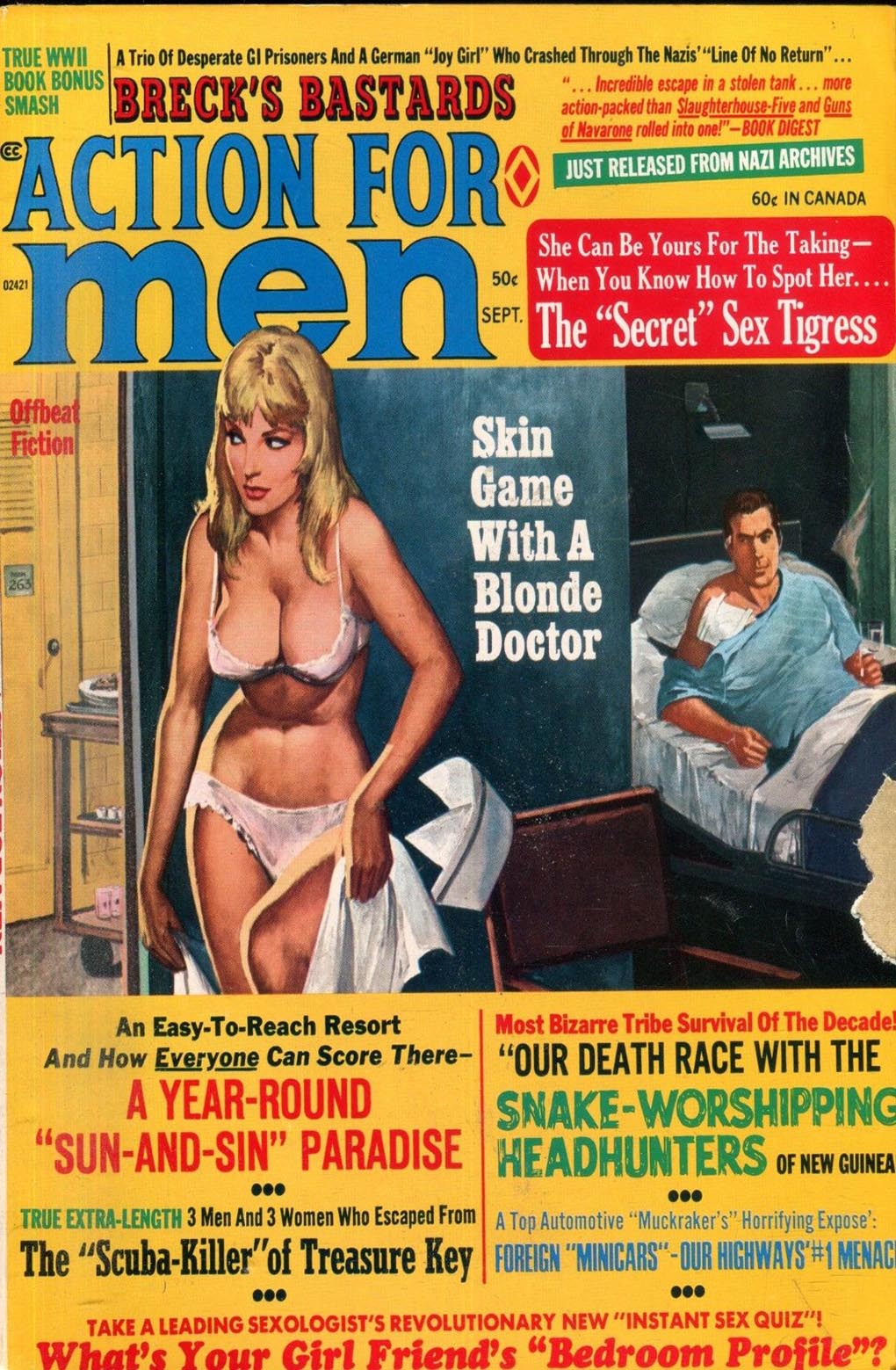Action for Men September 1972 magazine back issue Action for Men magizine back copy 