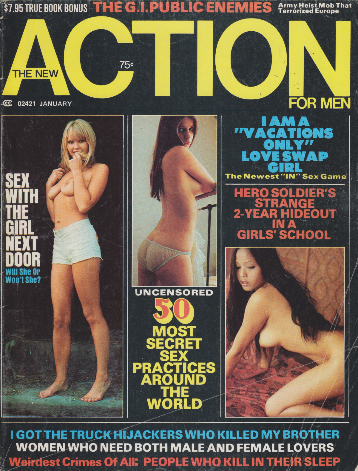 Action for Men January 1976 magazine back issue Action for Men magizine back copy 