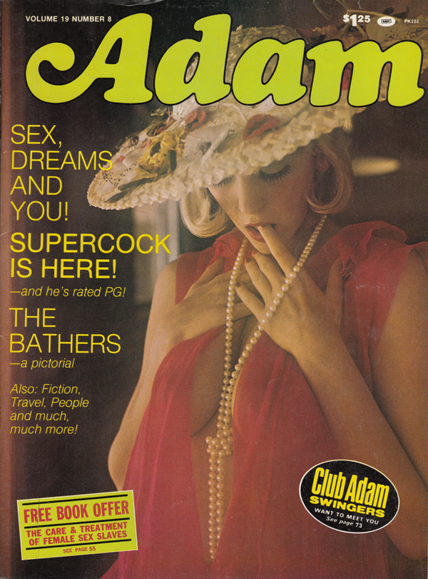 Adam Vol. 19 # 8 - August 1975 magazine back issue Adam magizine back copy sex dreams and you supercock is here and he's rated pg the bathers a pcitorial fiction travel people