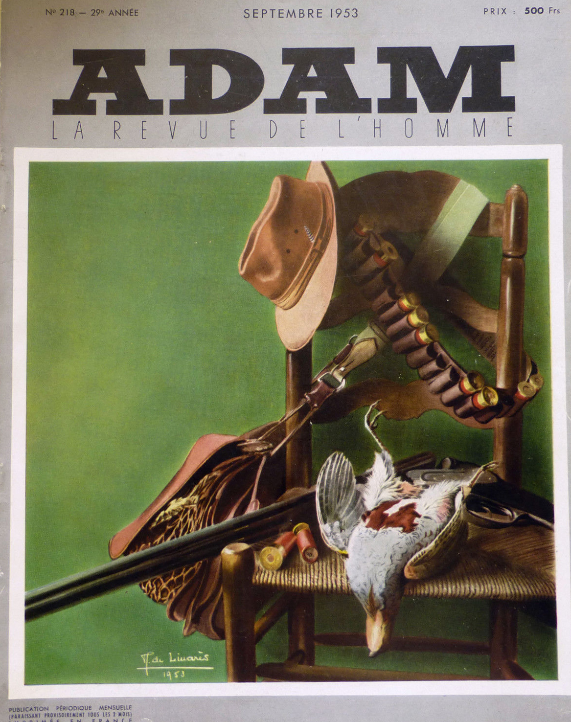 Adam # 218 - September 1953 magazine back issue Adam French magizine back copy 