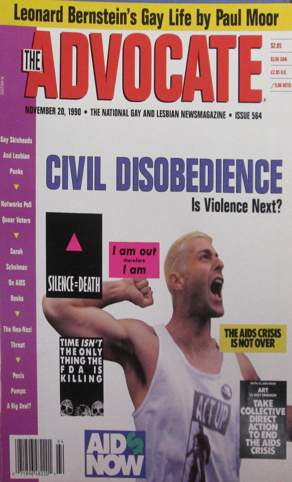 Advocate November 1990 magazine back issue The Advocate magizine back copy 