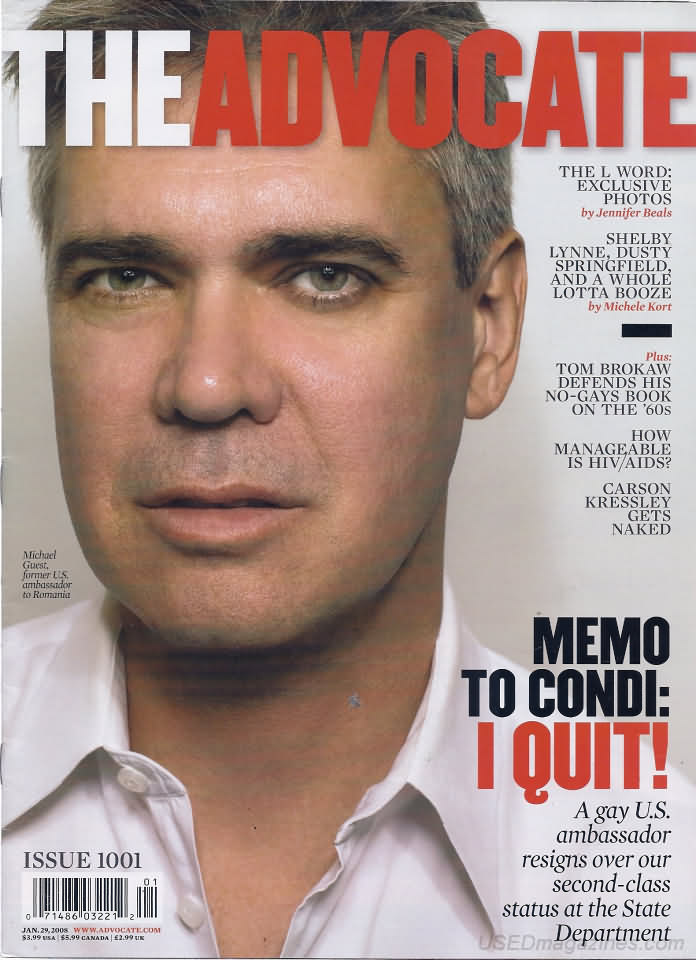 The Advocate January 29, 2008 magazine back issue The Advocate magizine back copy 
