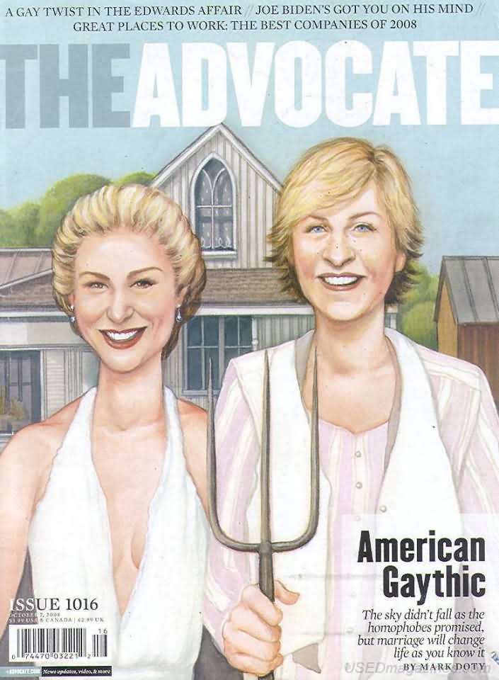 The Advocate October 7, 2008 magazine back issue The Advocate magizine back copy 