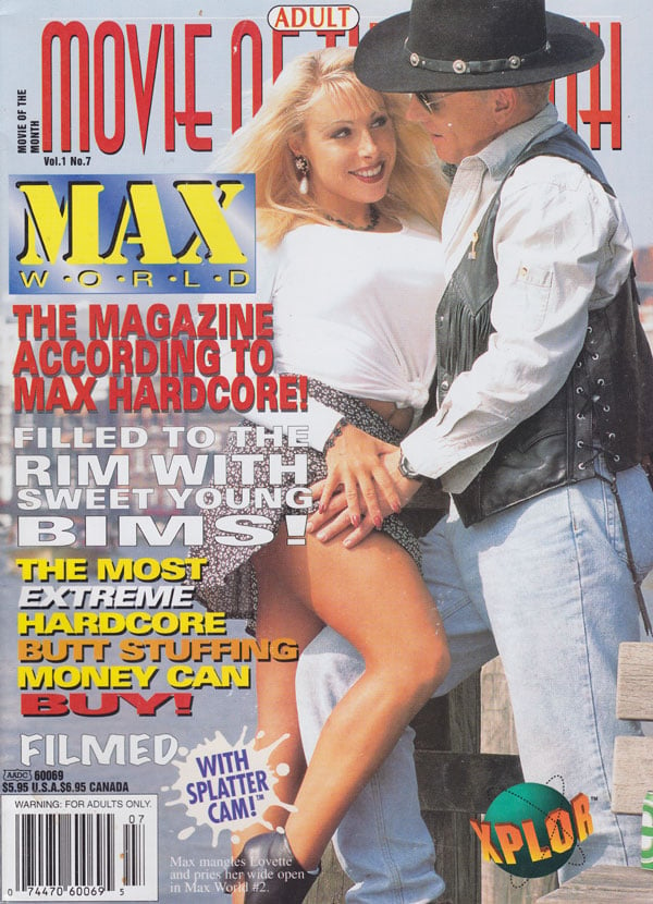 Adult Movie of the Month Vol. 1 # 7, adam adult movie of the month magazine 1996 back issues max hardcore extreme hardcore butt stuffing , Covergirl & Centerfold Max Hardcore & Lovette