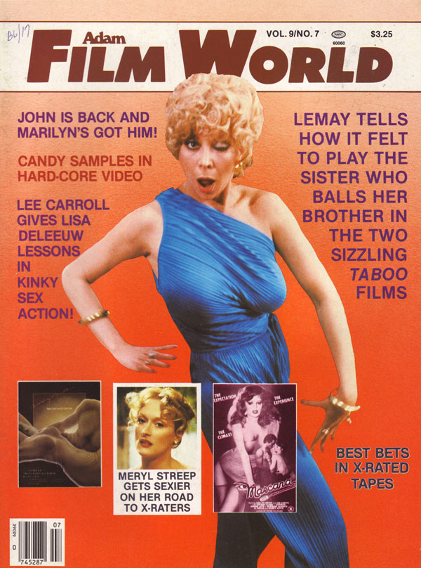 Adam Film World Vol. 9 # 7 magazine back issue Adam Film World Guide magizine back copy adam film worl 1983 back issues sexy horny girs nude ginger lynn cover xxx pix explicit dirty stills