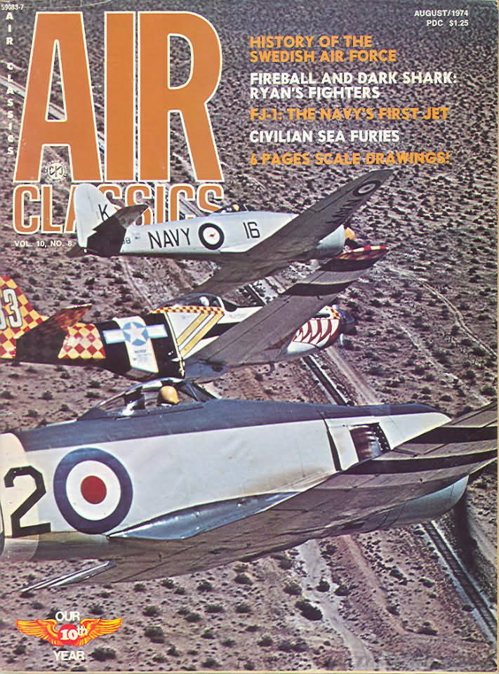 Air Classics August 1974 magazine back issue Air Classics magizine back copy 