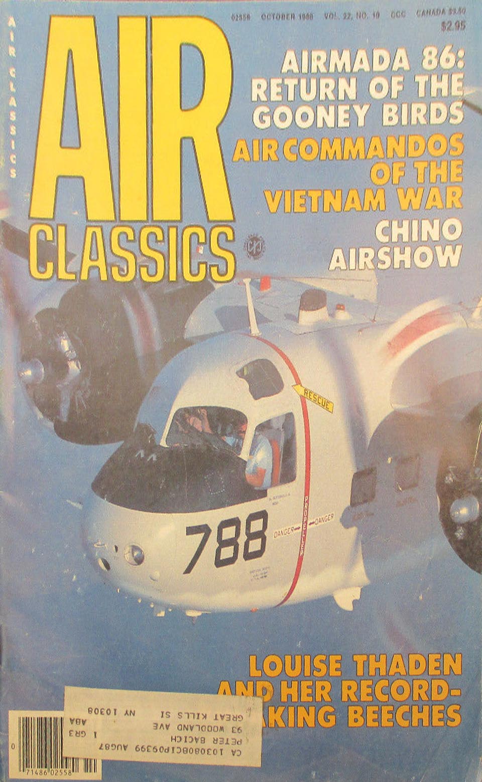 Air Classics October 1986 magazine back issue Air Classics magizine back copy 