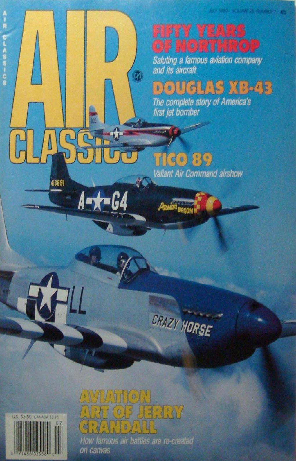 Air Classics July 1989 magazine back issue Air Classics magizine back copy 
