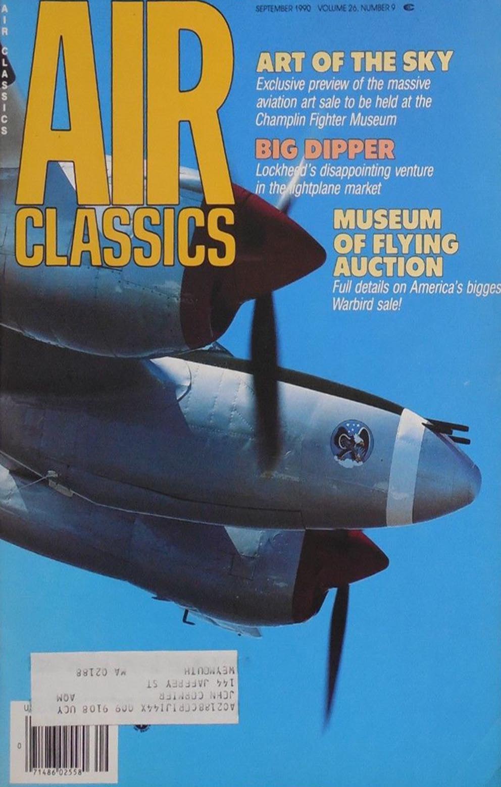 Air Classics September 1990 magazine back issue Air Classics magizine back copy 