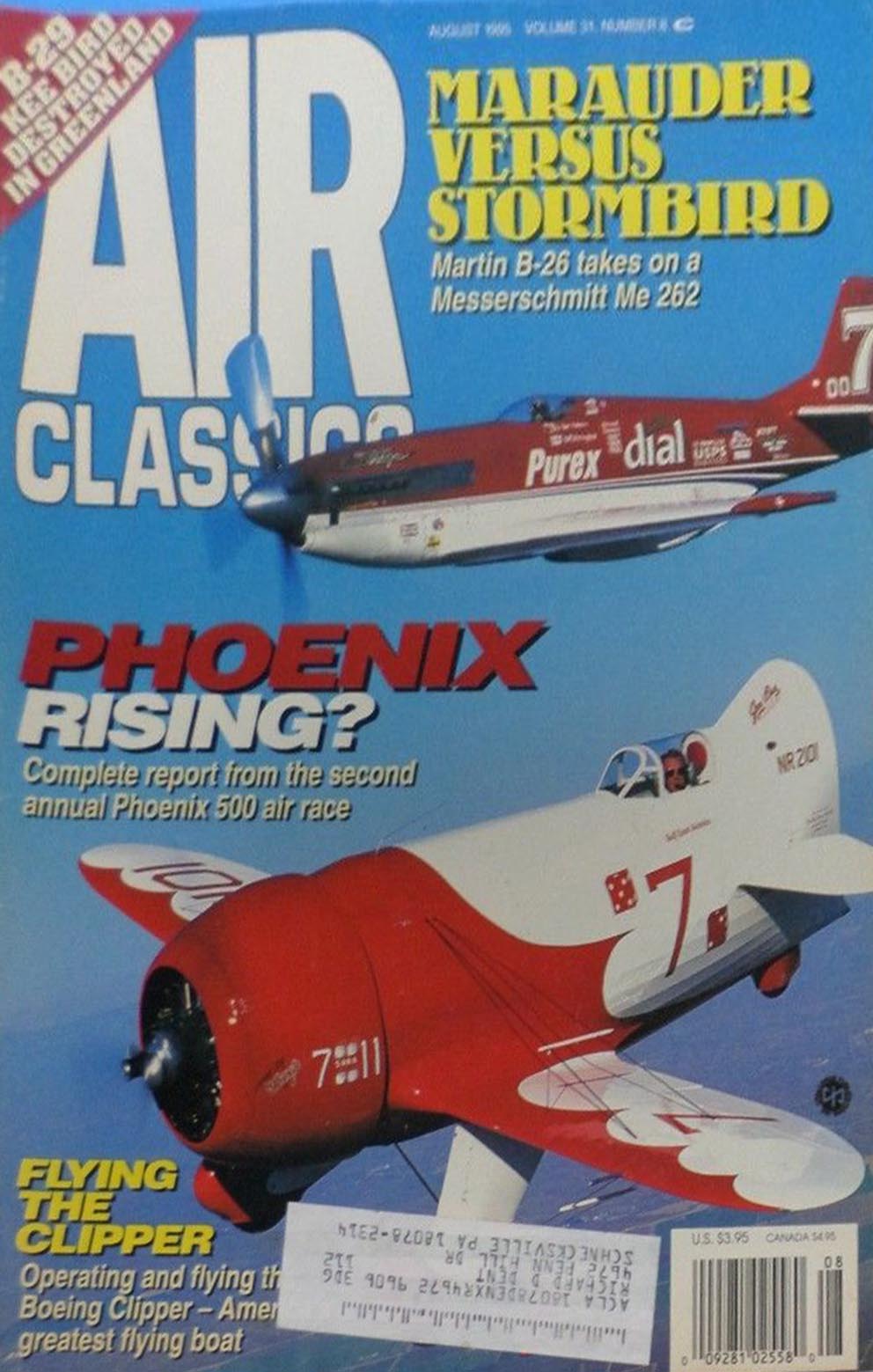 Air Classics August 1995 magazine back issue Air Classics magizine back copy 