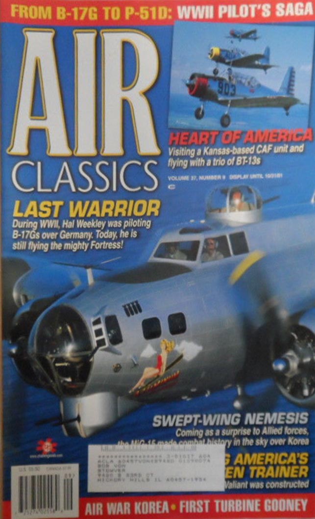 Air Classics September 2001 magazine back issue Air Classics magizine back copy 