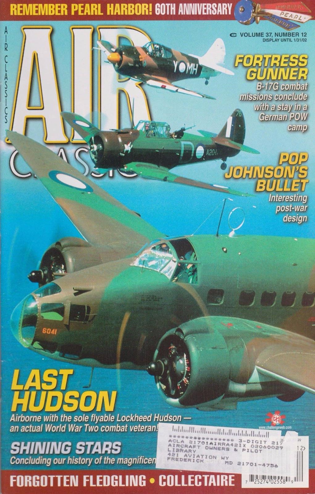 Air Classics December 2001 magazine back issue Air Classics magizine back copy 