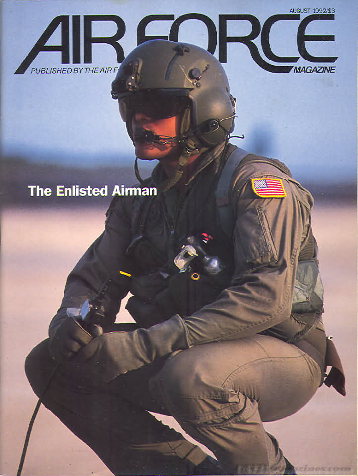 Air Force August 1992 magazine back issue Air Force magizine back copy 