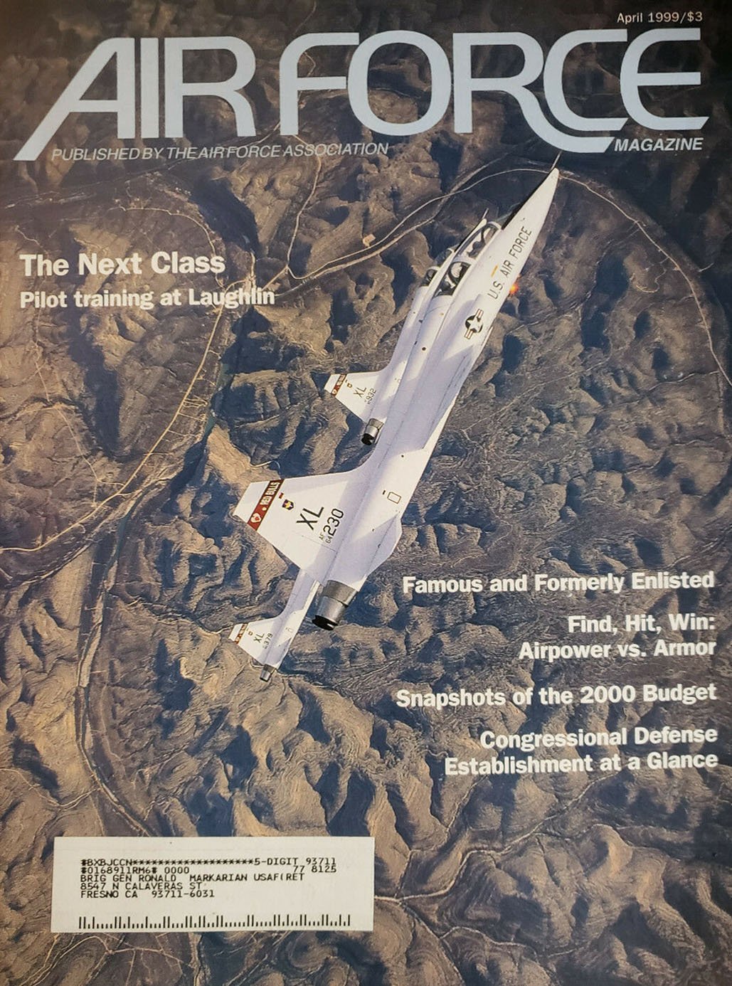 Air Force April 1999 magazine back issue Air Force magizine back copy 