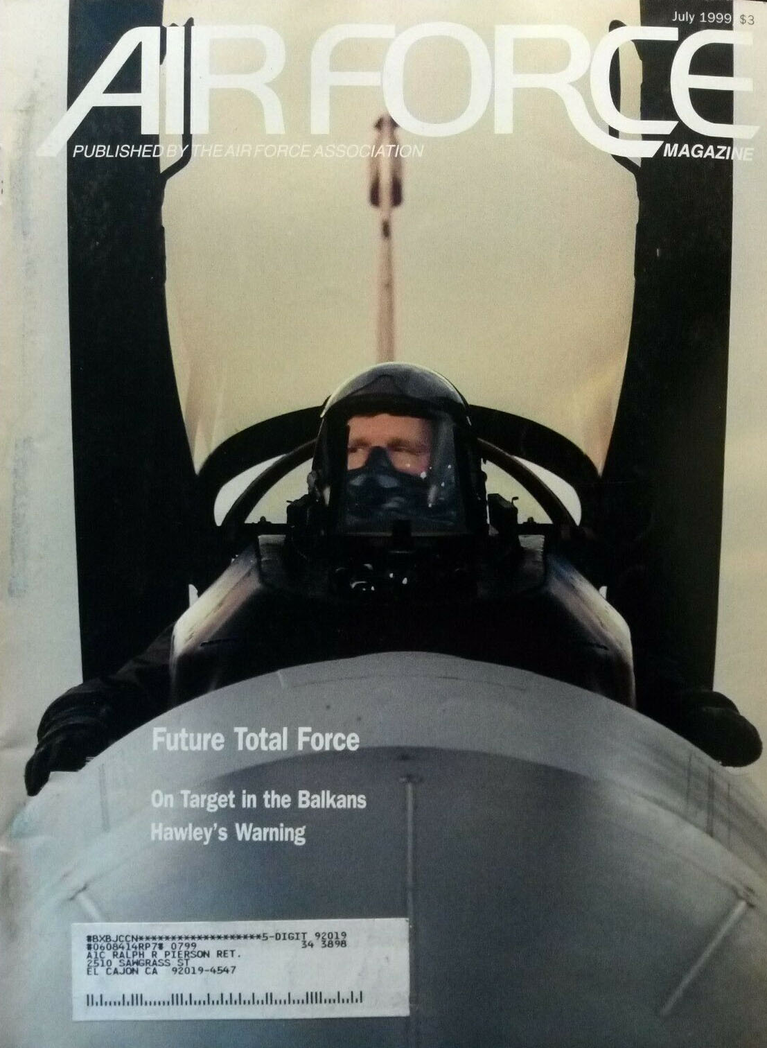 Air Force July 1999 magazine back issue Air Force magizine back copy 