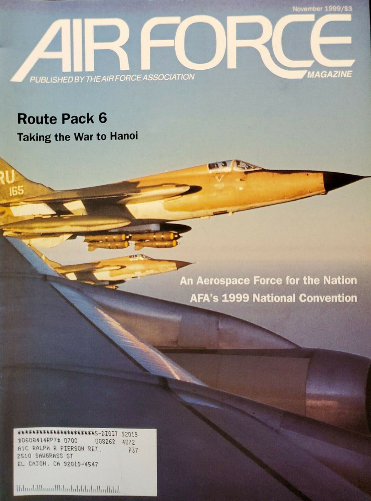 Air Force November 1999 magazine back issue Air Force magizine back copy 