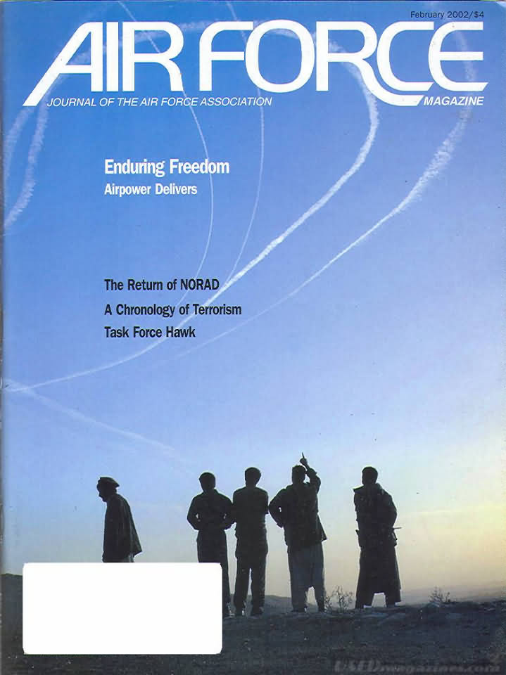 Air Force February 2002 magazine back issue Air Force magizine back copy 