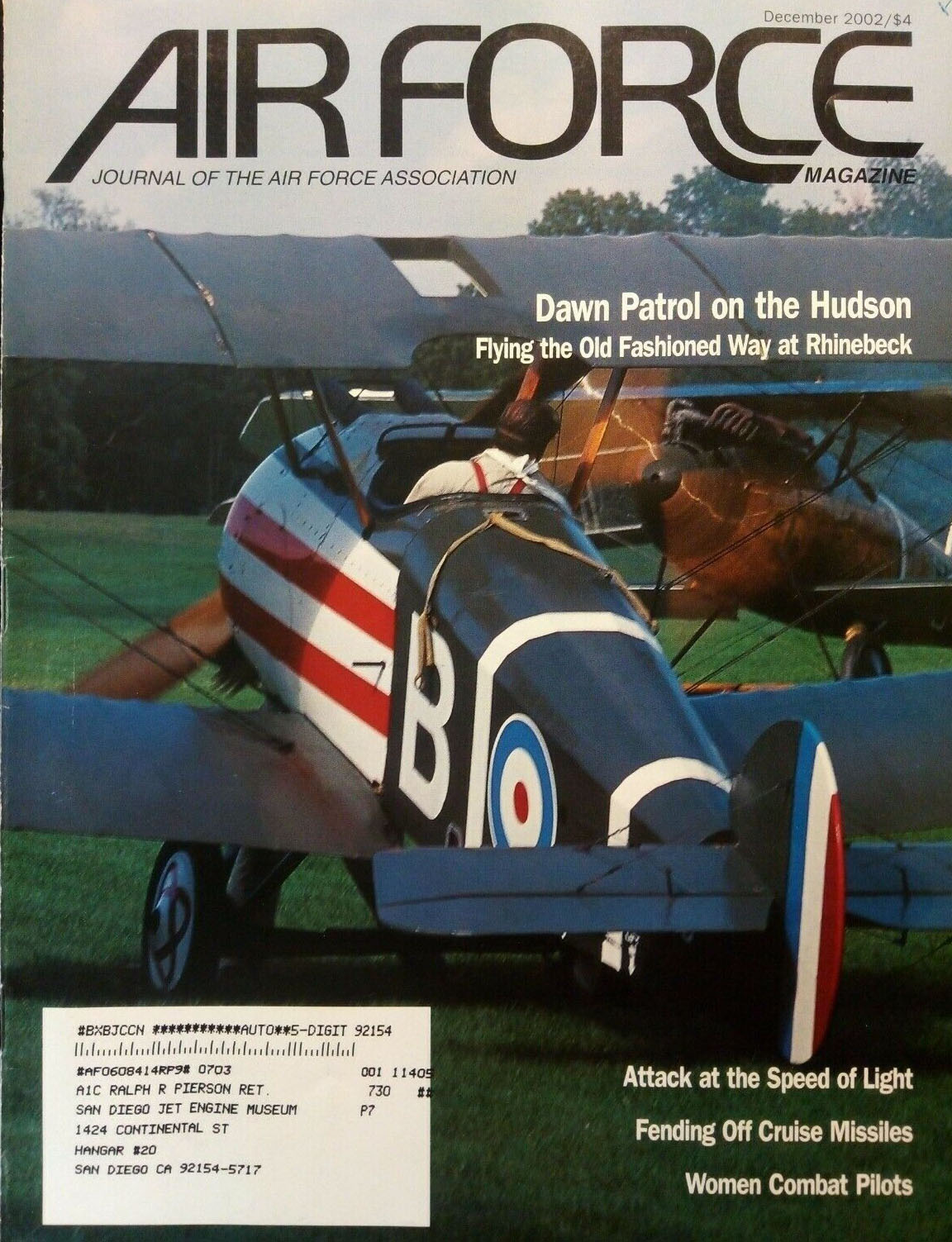 Air Force December 2002 magazine back issue Air Force magizine back copy 