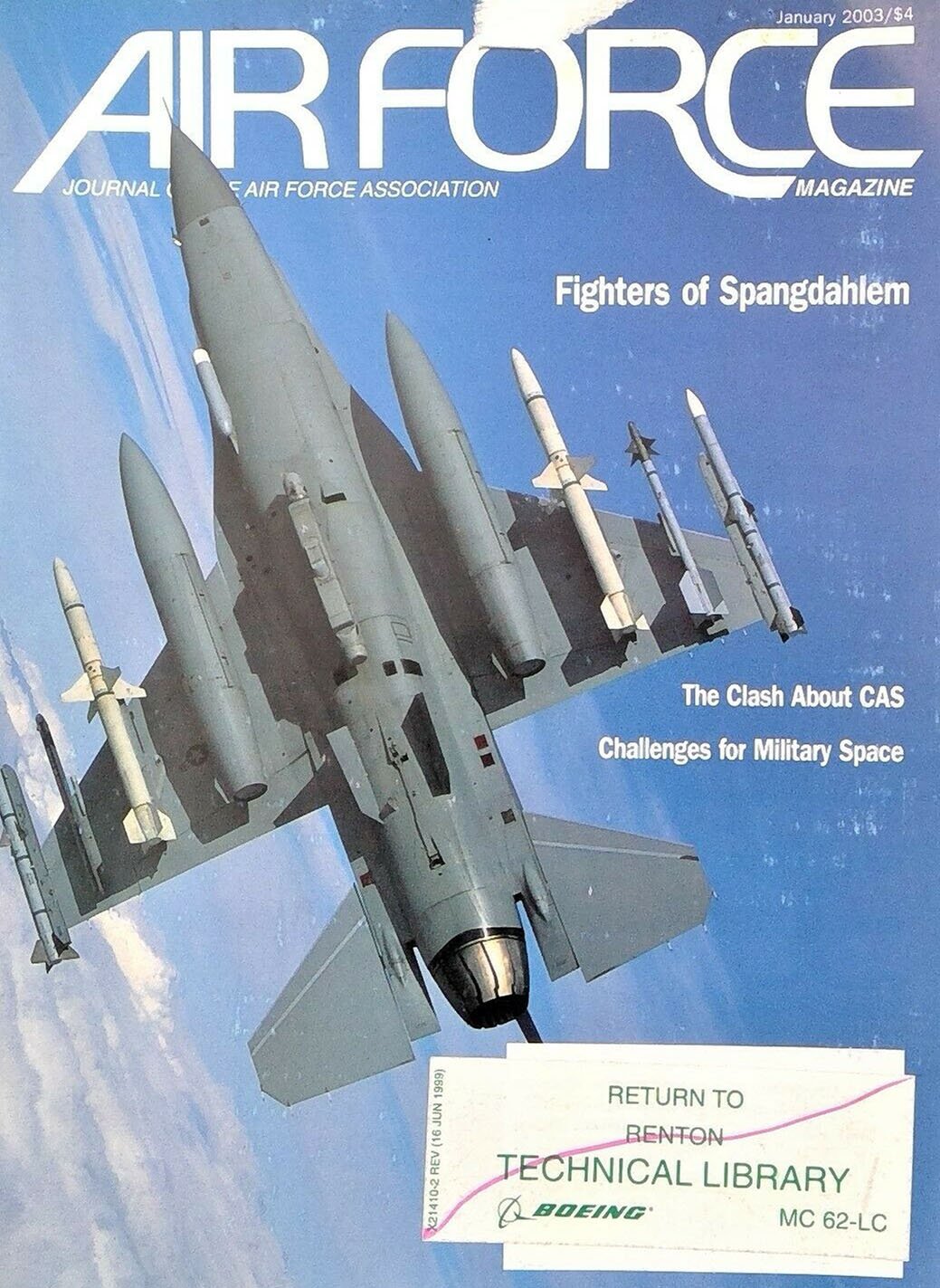 Air Force January 2003 magazine back issue Air Force magizine back copy 