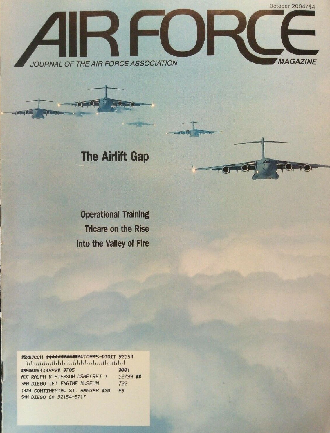 Air Force October 2004 magazine back issue Air Force magizine back copy 